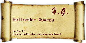 Hollender György névjegykártya